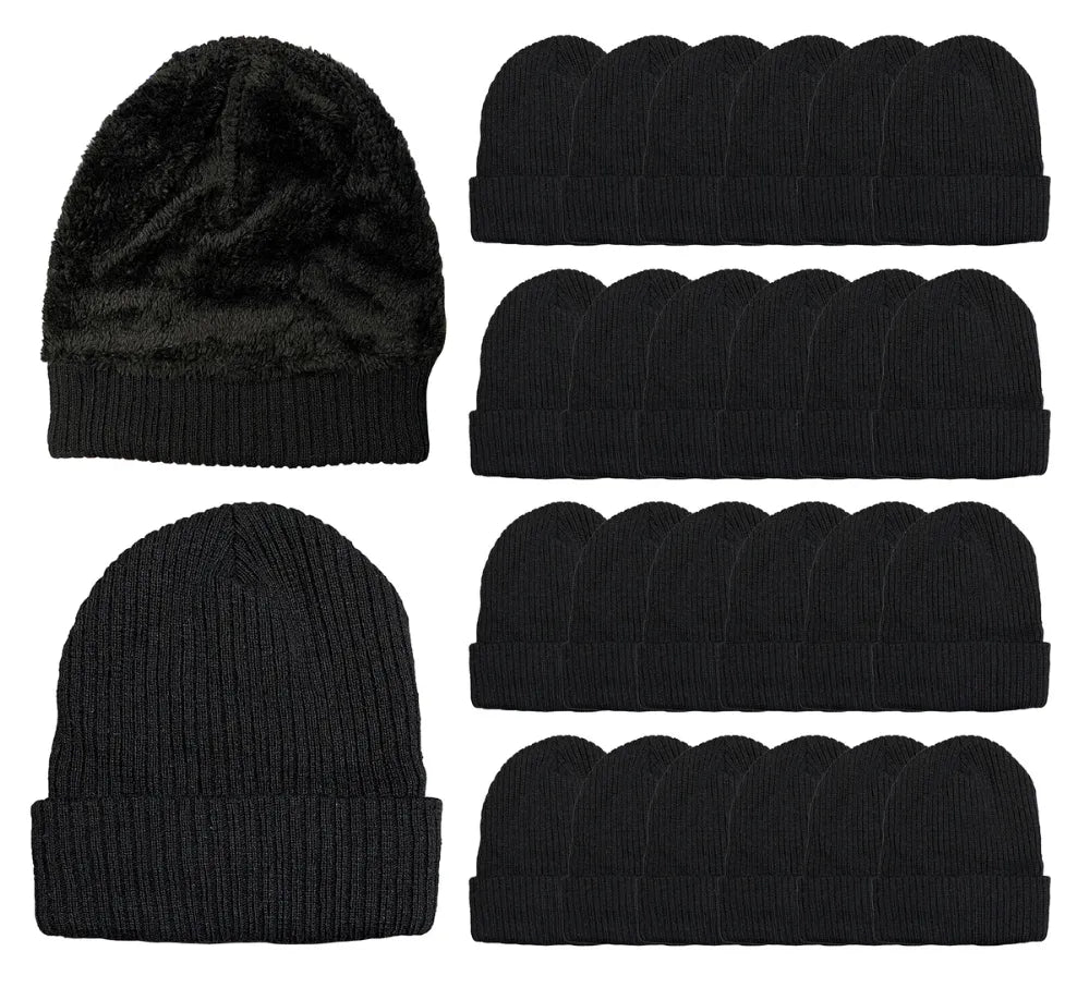 Uniesex Adult Sherpa Line Beanie Solid Black