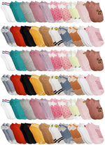 Girls Low Cut Ankle Socks in Assorted Prints and Colors Size 6-8 Shoe Size 4-7