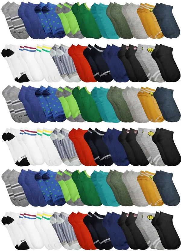 Boys Low Cut Ankle Socks In Assorted Prints and Colors Size 6-8 Shoe Size 4-7