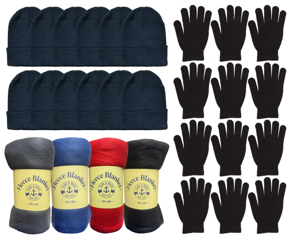 Yacht & Smith Unisex Winter Hat, Glove, & Blanket Set