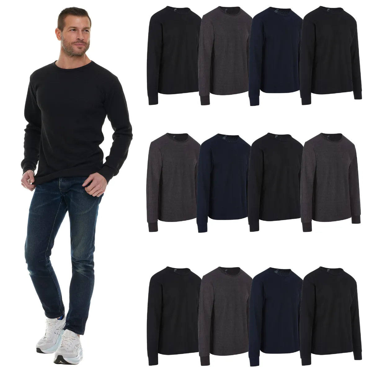 Mens Thermal Waffle Long Sleeve Shirts