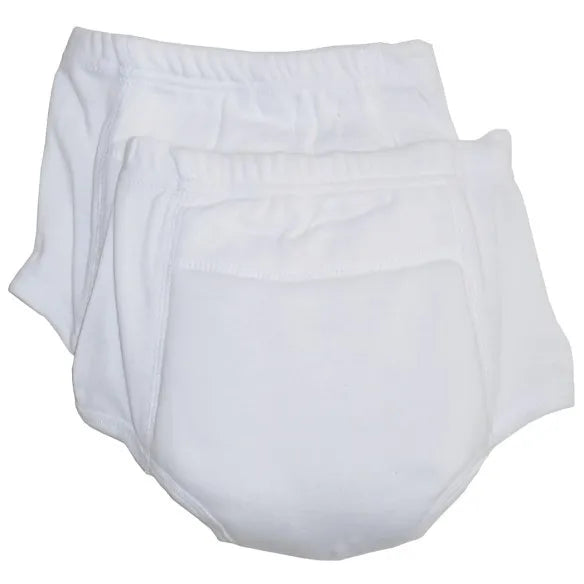 Rib Knit White Training Pants for Baby 2-count