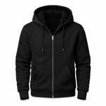 Cotton Fleece Sherpa Lined Zipper Hoodie Black Assorted Sizes S-XL