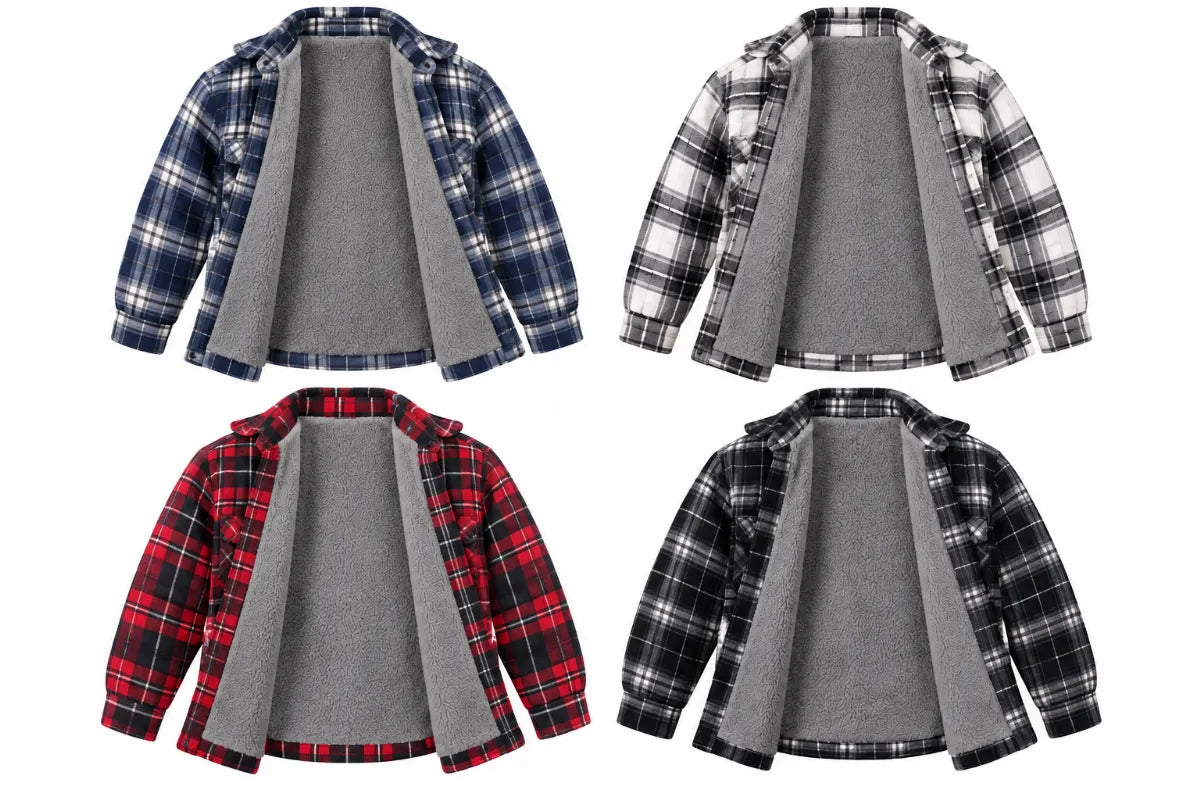 Men Sherpa Lined Flannel Jackets Assorted Plaid Colors