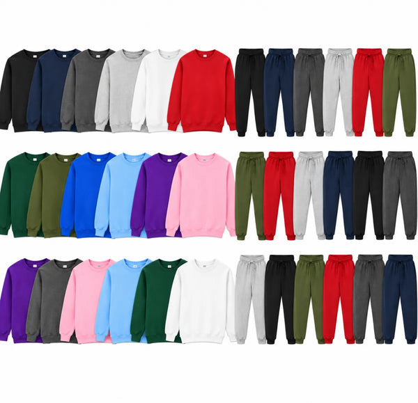 Cotton Fleece Joggers And Crew Neck Sweat Shirts Assorted Colors