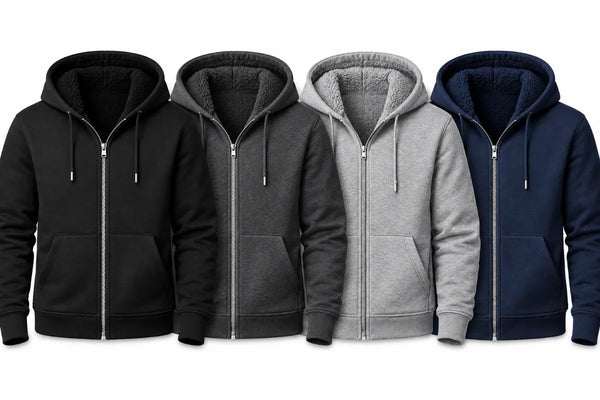 Men's Cotton zip-up Hoodie with sherpa lining Assorted Colors Sizes S-XL