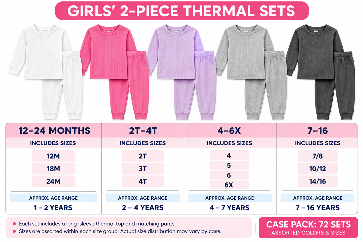Girls 2 Pc Thermal Sets