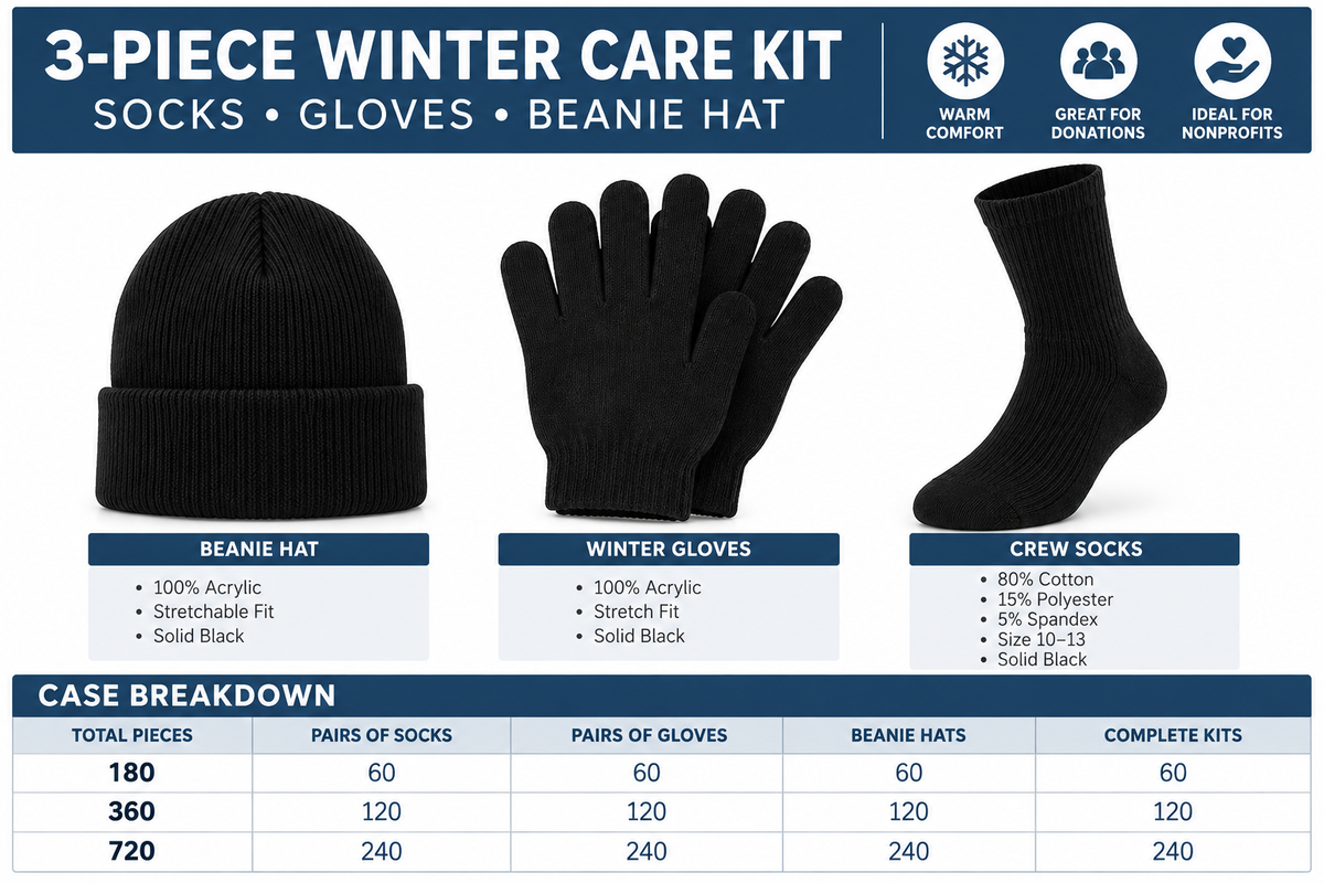 Winter Bundle Care Kit, For Men Includes Socks Beanie And Glove