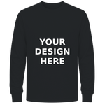 Custom Long Sleeve Crewneck T-Shirt - Black (Your Design Here)
