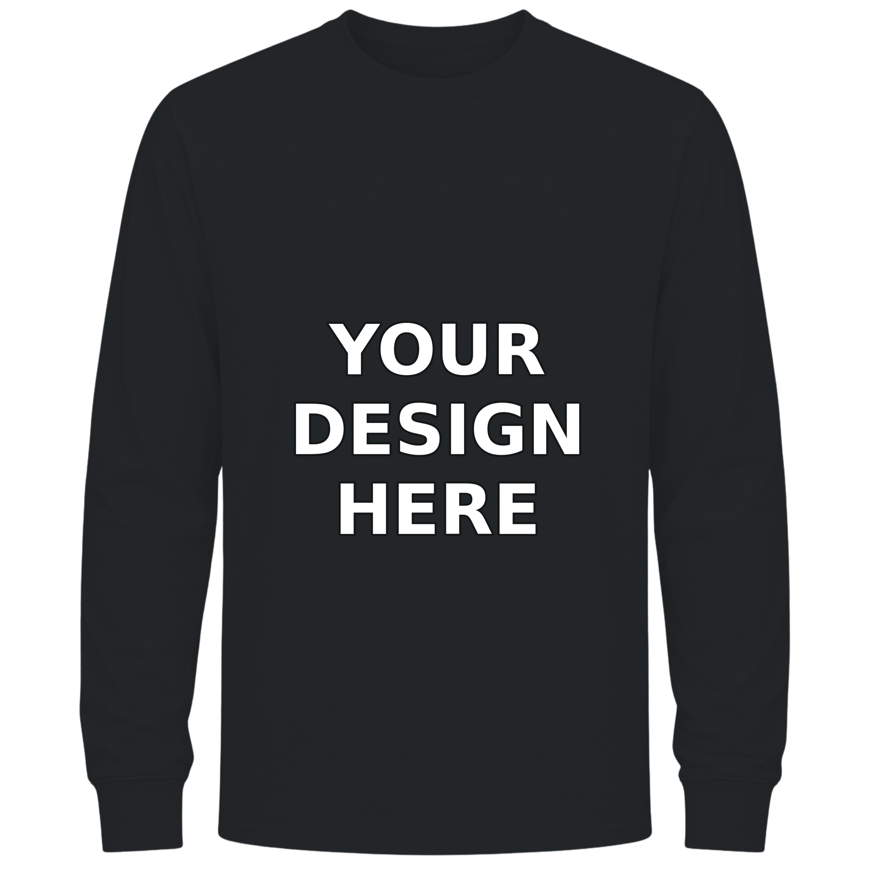Custom Long Sleeve Crewneck T-Shirt - Black (Your Design Here)