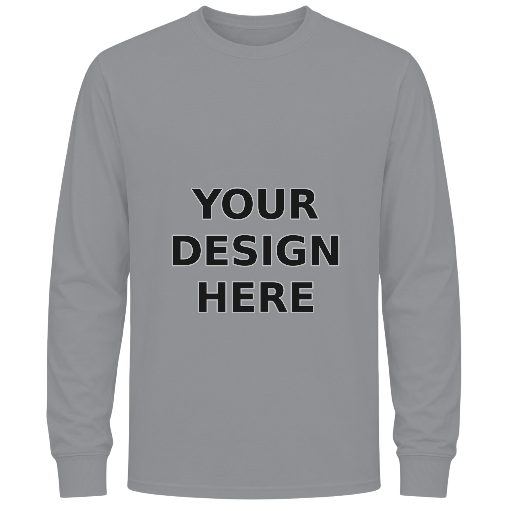 Custom Long Sleeve Crewneck T-Shirt - Sport Grey (Your Design Here)