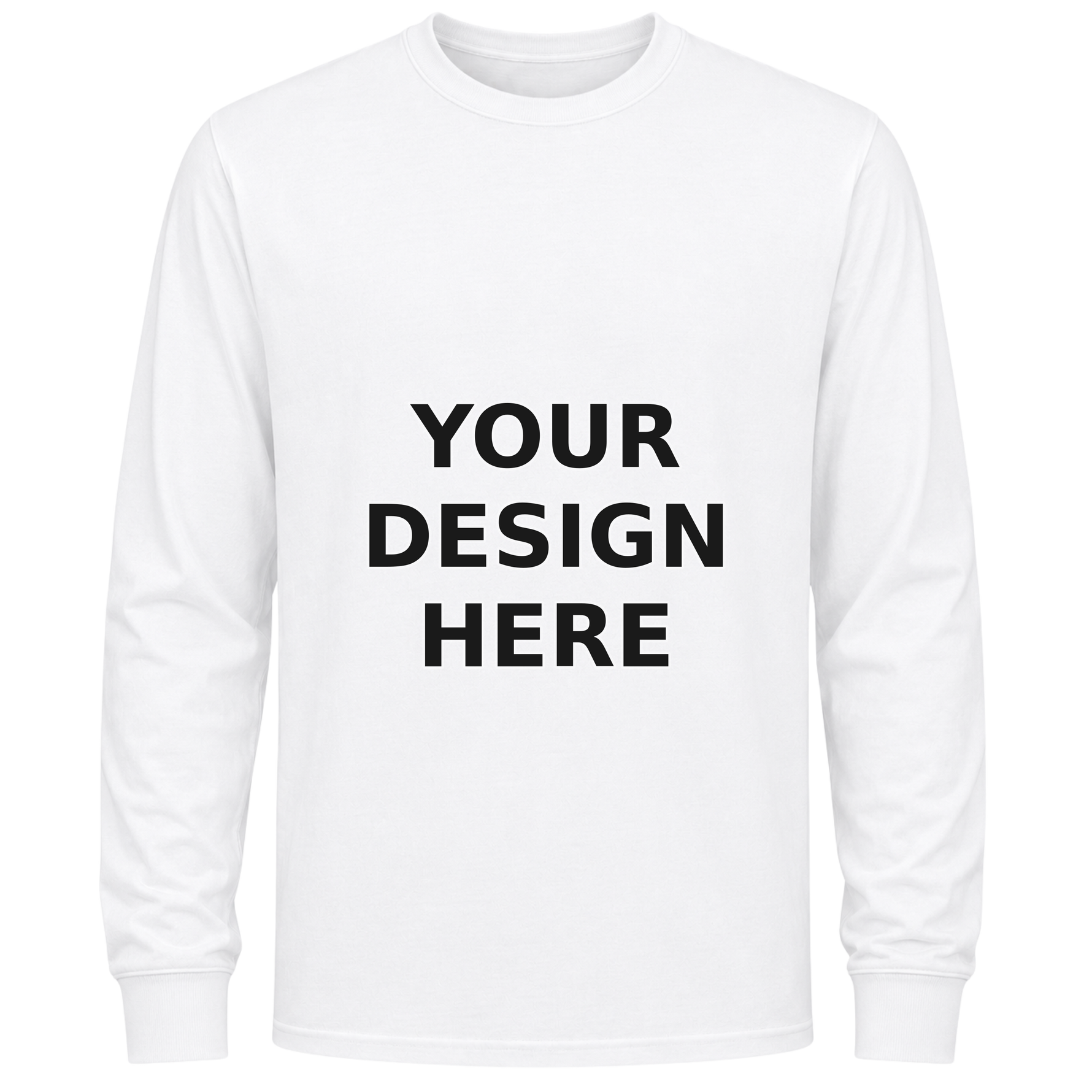 Custom Long Sleeve Crewneck T-Shirt - White (Your Design Here)